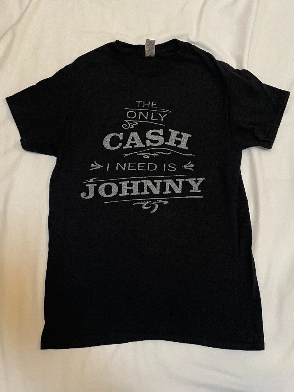 Johnny Cash Graphic T Shirt "The Only Cash I Need is Johnny" Black Mens Small
